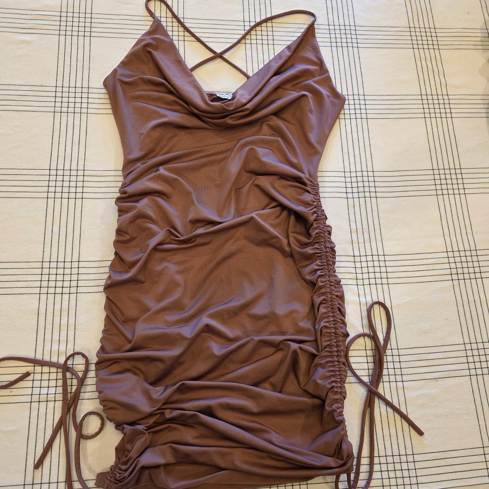 Fashion Nova Mocha Backless Dress